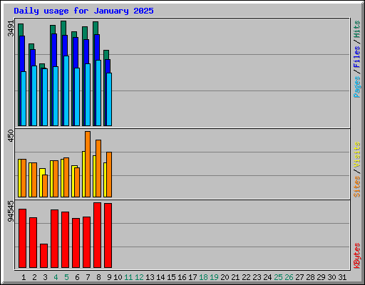 Daily usage for January 2025